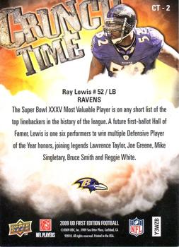 2009 Upper Deck First Edition - Crunch Time #CT-2 Ray Lewis Back