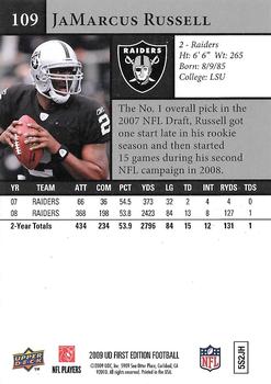 2009 Upper Deck First Edition - Silver #109 JaMarcus Russell Back