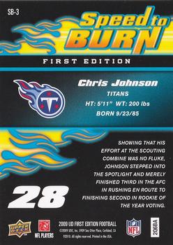 2009 Upper Deck First Edition - Speed to Burn #SB-3 Chris Johnson Back
