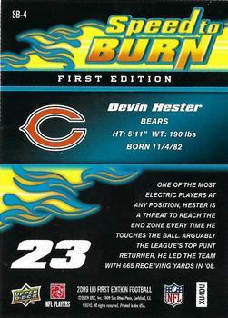 2009 Upper Deck First Edition - Speed to Burn #SB-4 Devin Hester Back
