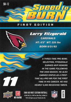2009 Upper Deck First Edition - Speed to Burn #SB-12 Larry Fitzgerald Back