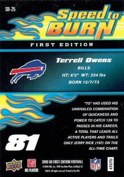 2009 Upper Deck First Edition - Speed to Burn #SB-25 Terrell Owens Back