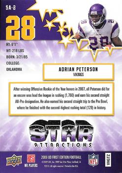 2009 Upper Deck First Edition - Star Attractions #SA-2 Adrian Peterson Back