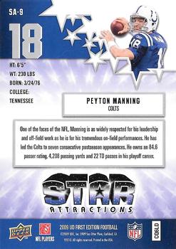 2009 Upper Deck First Edition - Star Attractions #SA-9 Peyton Manning Back