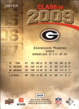 2009 Upper Deck Icons - Class of 2009 Gold #2009-KM Knowshon Moreno Back