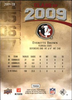 2009 Upper Deck Icons - Class of 2009 Silver #2009-EB Everette Brown Back