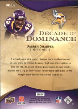 2009 Upper Deck Icons - Decade of Dominance Silver #DD-DS Darren Sharper Back