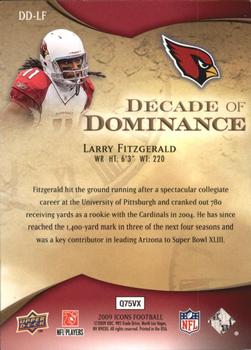 2009 Upper Deck Icons - Decade of Dominance Silver #DD-LF Larry Fitzgerald Back