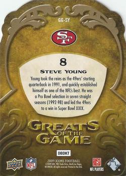 2009 Upper Deck Icons - Greats of the Game Die Cut #GG-SY Steve Young Back