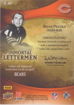 2009 Upper Deck Icons - Immortal Lettermen #IL-BP Brian Piccolo Back