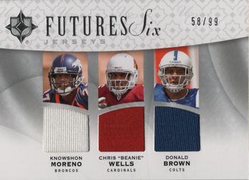 2009 Upper Deck Ultimate Collection - Futures Six Jerseys #F6J-9 Michael Crabtree / Donald Brown / Percy Harvin / Beanie Wells / Darrius Heyward-Bey / Knowshon Moreno Front