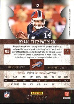 2010 Panini Plates & Patches #12 Ryan Fitzpatrick  Back