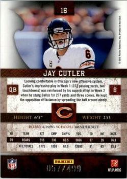 2010 Panini Plates & Patches #16 Jay Cutler  Back