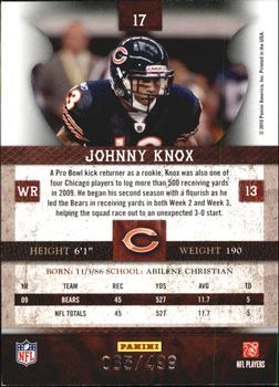 2010 Panini Plates & Patches #17 Johnny Knox  Back