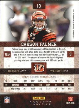 2010 Panini Plates & Patches #19 Carson Palmer  Back