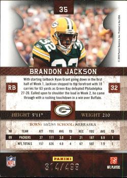 2010 Panini Plates & Patches #35 Brandon Jackson  Back
