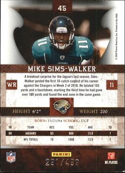2010 Panini Plates & Patches #45 Mike Sims-Walker  Back