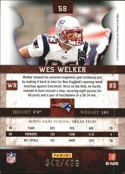 2010 Panini Plates & Patches #59 Wes Welker  Back