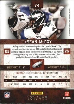 2010 Panini Plates & Patches #74 LeSean McCoy  Back