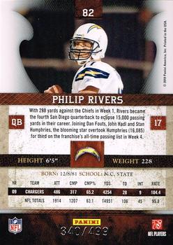 2010 Panini Plates & Patches #82 Philip Rivers  Back