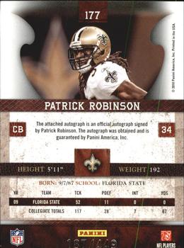 2010 Panini Plates & Patches #177 Patrick Robinson  Back