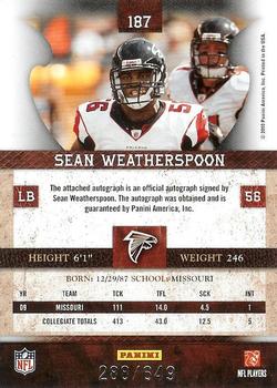 2010 Panini Plates & Patches #187 Sean Weatherspoon  Back