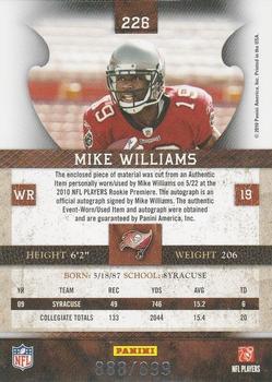 2010 Panini Plates & Patches #226 Mike Williams  Back