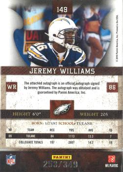 2010 Panini Plates & Patches #149 Jeremy Williams  Back