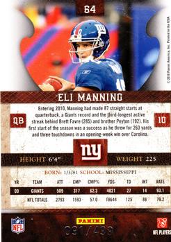 2010 Panini Plates & Patches #64 Eli Manning  Back