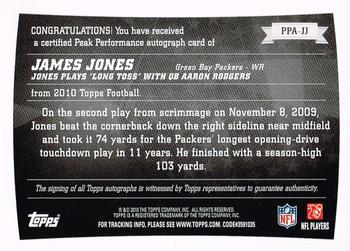 2010 Topps - Peak Performance Autographs #PPA-JJ James Jones  Back