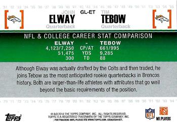 2010 Topps - Gridiron Lineage #GL-ET John Elway / Tim Tebow Back