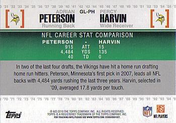 2010 Topps - Gridiron Lineage #GL-PH Adrian Peterson / Percy Harvin Back