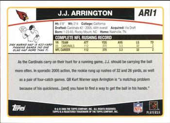 2006 Topps Arizona Cardinals #ARI1 J.J. Arrington Back