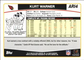 2006 Topps Arizona Cardinals #ARI4 Kurt Warner Back