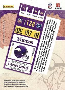 2010 Playoff Contenders #138 Everson Griffen Back