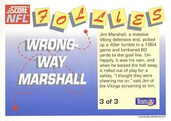 1992 Score NFL Football Follies #3 Jim Marshall Back