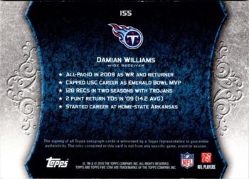 2010 Topps Five Star #155 Damian Williams Back