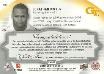 2010 SP Authentic #119 Jonathan Dwyer Back