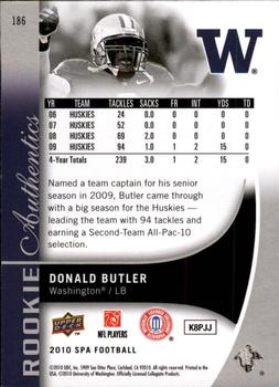2010 SP Authentic #186 Donald Butler Back