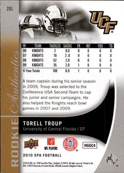 2010 SP Authentic #201 Torell Troup Back