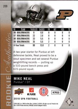 2010 SP Authentic #209 Mike Neal Back