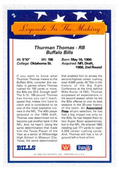 1992 All World #2 Thurman Thomas Back