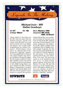 1992 All World #5 Michael Irvin Back
