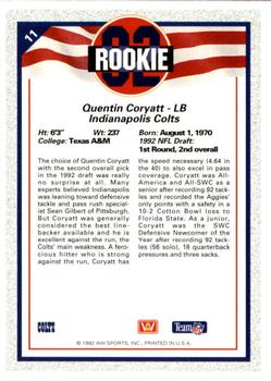 1992 All World #11 Quentin Coryatt Back