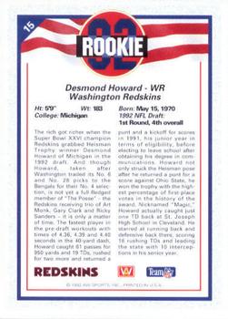 1992 All World #15 Desmond Howard Back