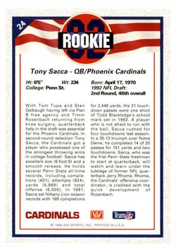 1992 All World #24 Tony Sacca Back
