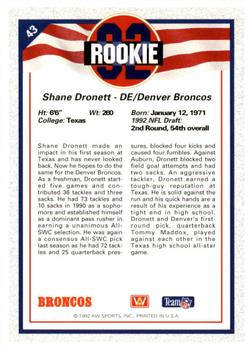1992 All World #43 Shane Dronett Back