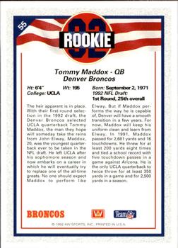 1992 All World #55 Tommy Maddox Back