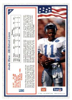 1992 All World #126 Andre Ware Back