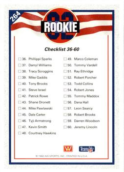 1992 All World #264 Rookies Checklist: 11-60 Back
